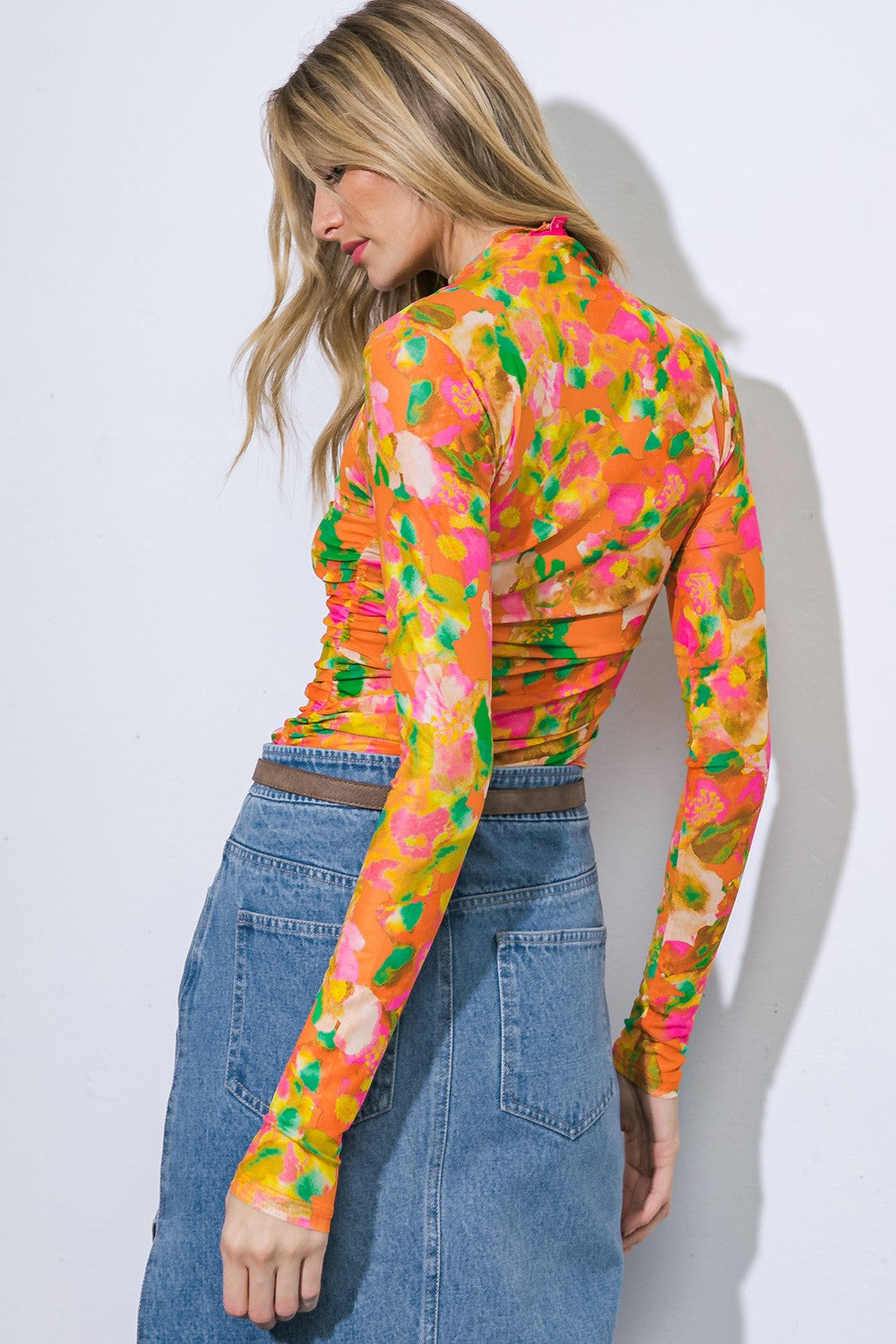 Bold Print Power Mesh Top