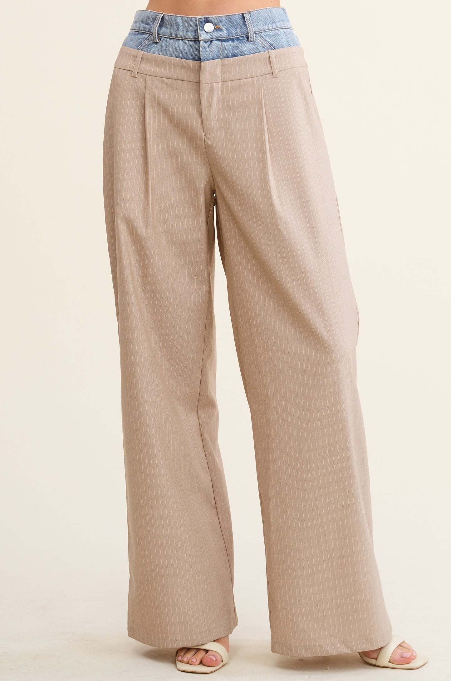 Effortless Denim Waistband Trousers