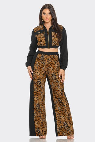 Zip Up Cheetah Set