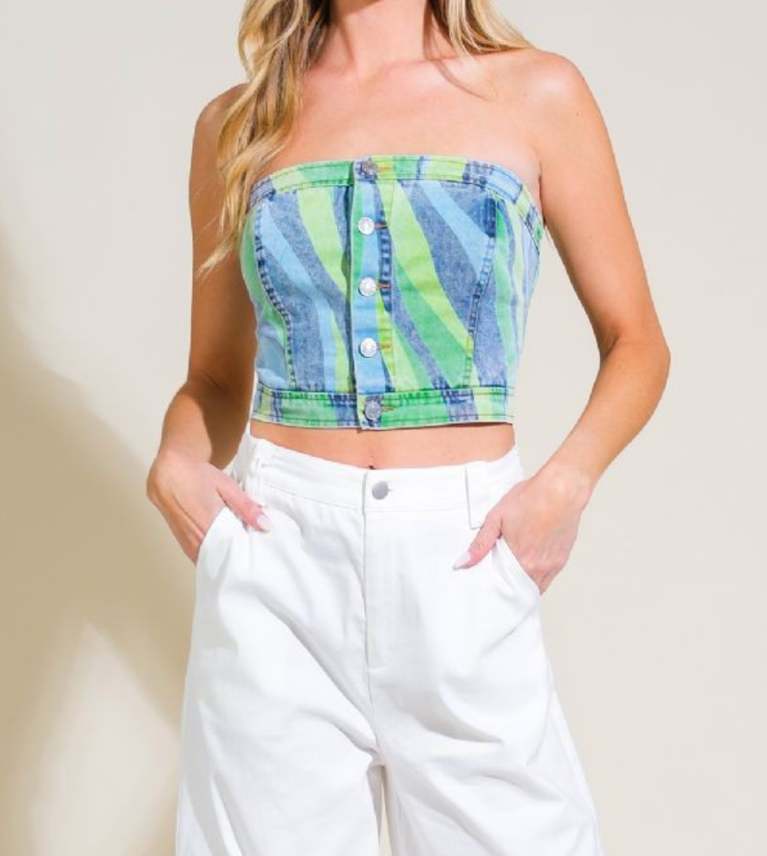 Expressive Denim Tube Top